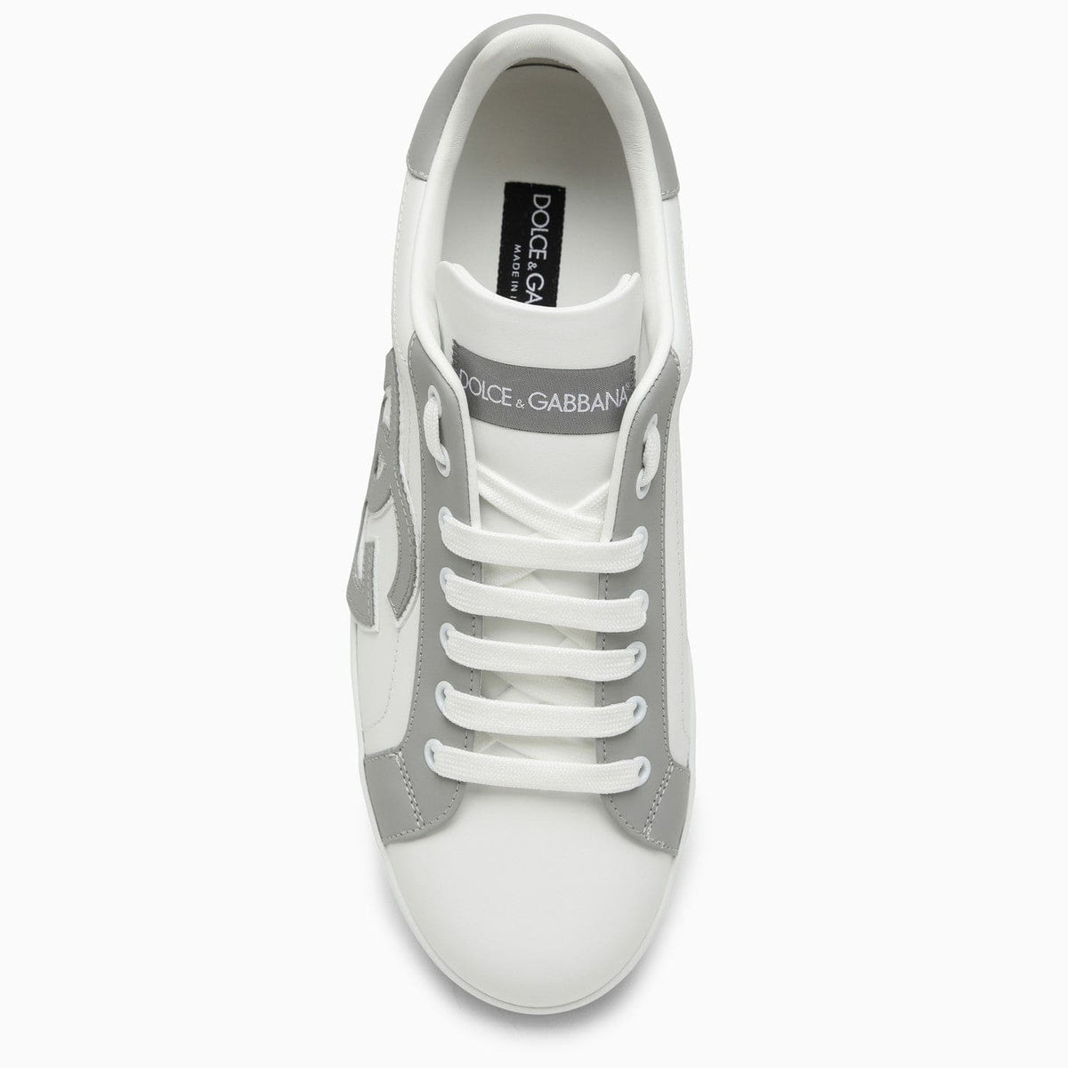 Dolce&Gabbana Portofino White/Grey Leather Trainer | Banlieue91