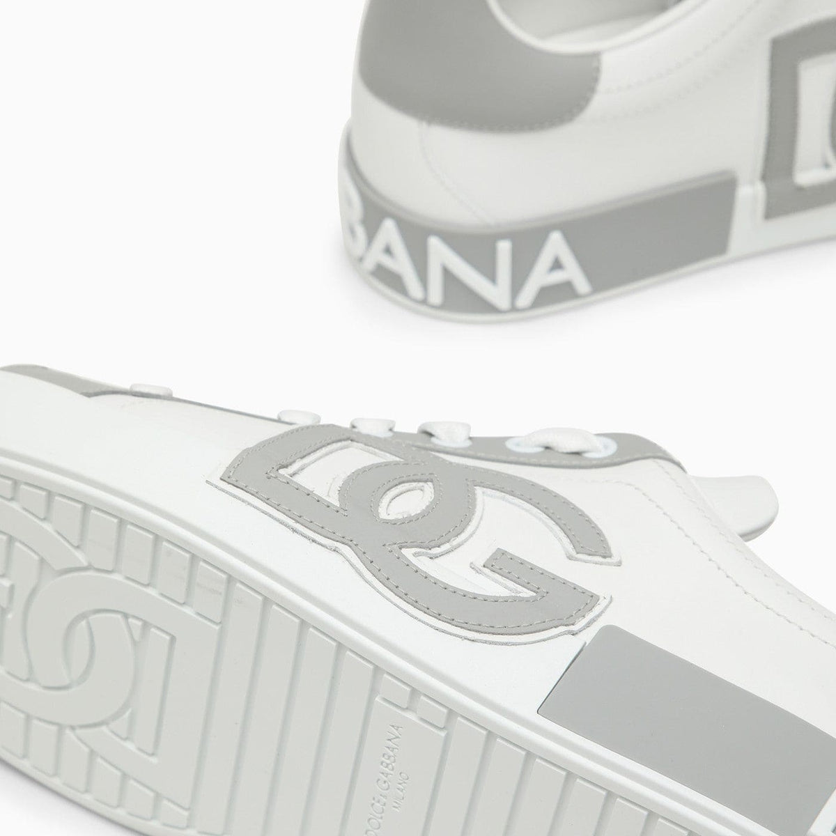 Dolce&Gabbana Portofino White/Grey Leather Trainer | Banlieue91