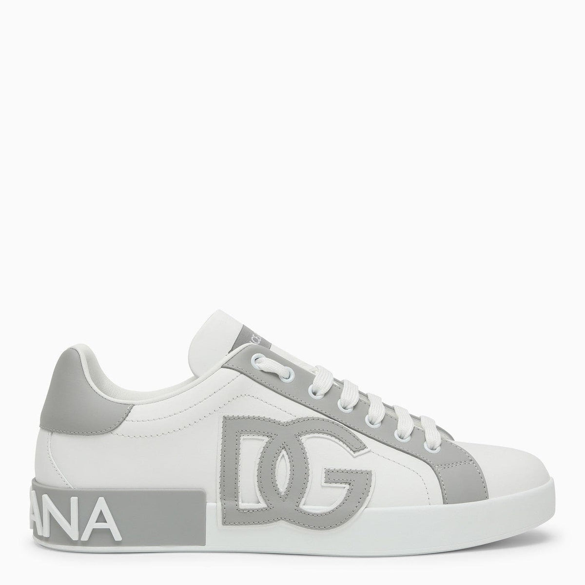 Dolce&Gabbana Portofino White/Grey Leather Trainer | Banlieue91