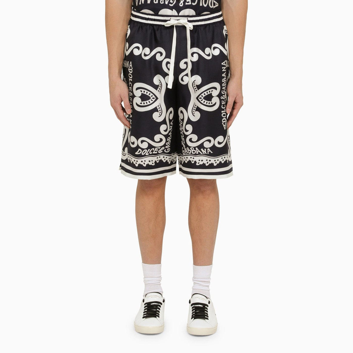 Dolce&Gabbana Silk Bermuda With Navy Print | Banlieue91