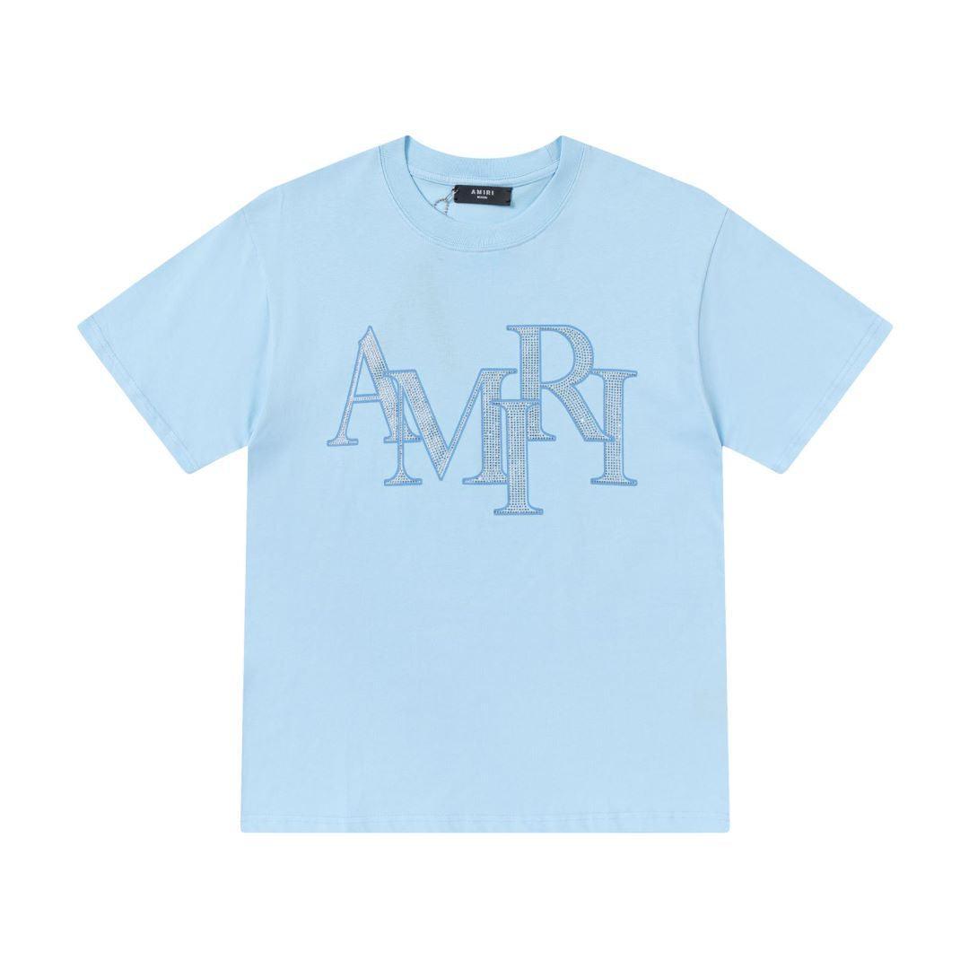 Amiri Sky Blue T-Shirt Without Collar - Banlieue91