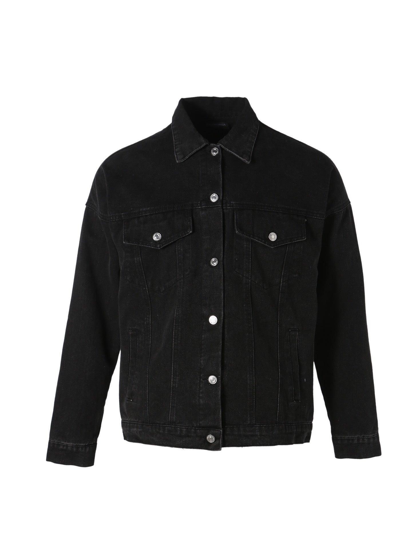 Balenciaga BB Sprayed Denim Jacket Large Fit 'Dark Grey White' - Banlieue91