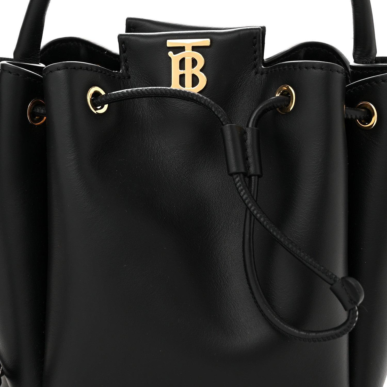 Burberry Calfskin Monogram Motif TB Bucket Black - Banlieue91