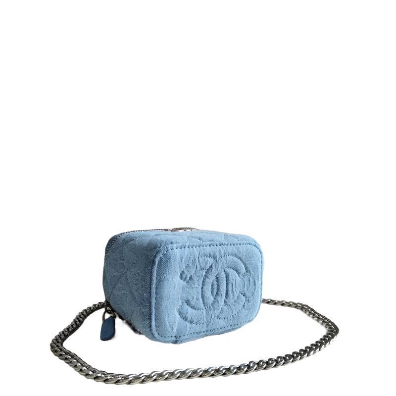 Chanel coco love long vanity case denim Camelia blue SHW - Banlieue91