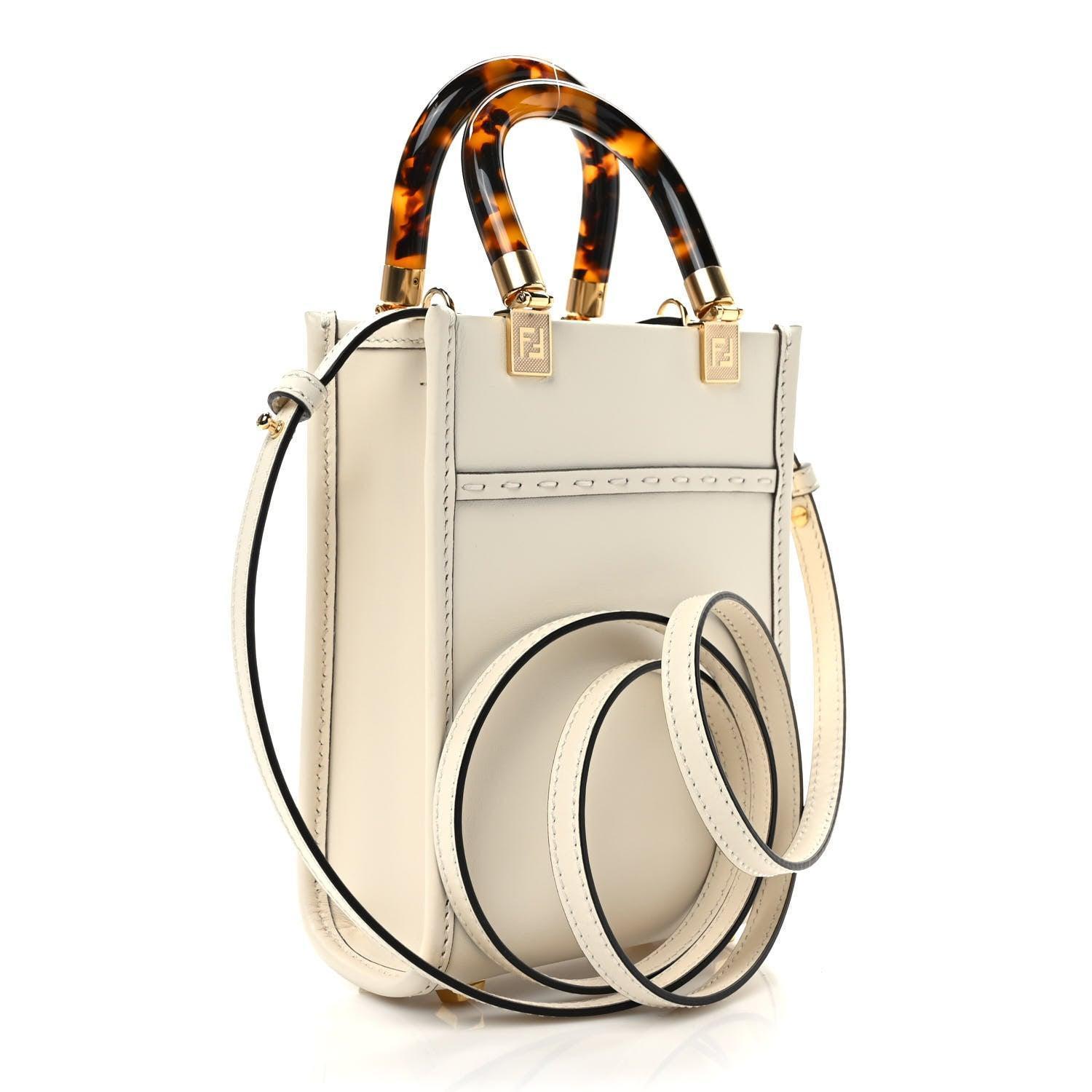 Fendi Vitello King Plexiglass Logo Embossed Mini Fendi Sunshine Shopper Tote - Banlieue91