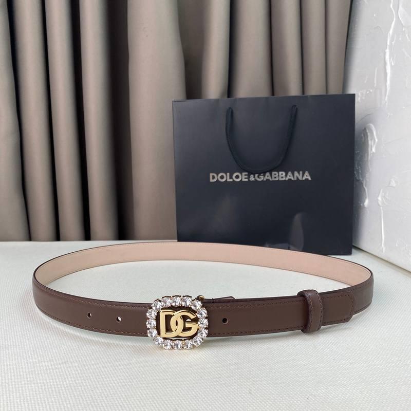Dolce Gabbana Women Calfskin belt with bejeweled DG logo 'Beige' - Banlieue91