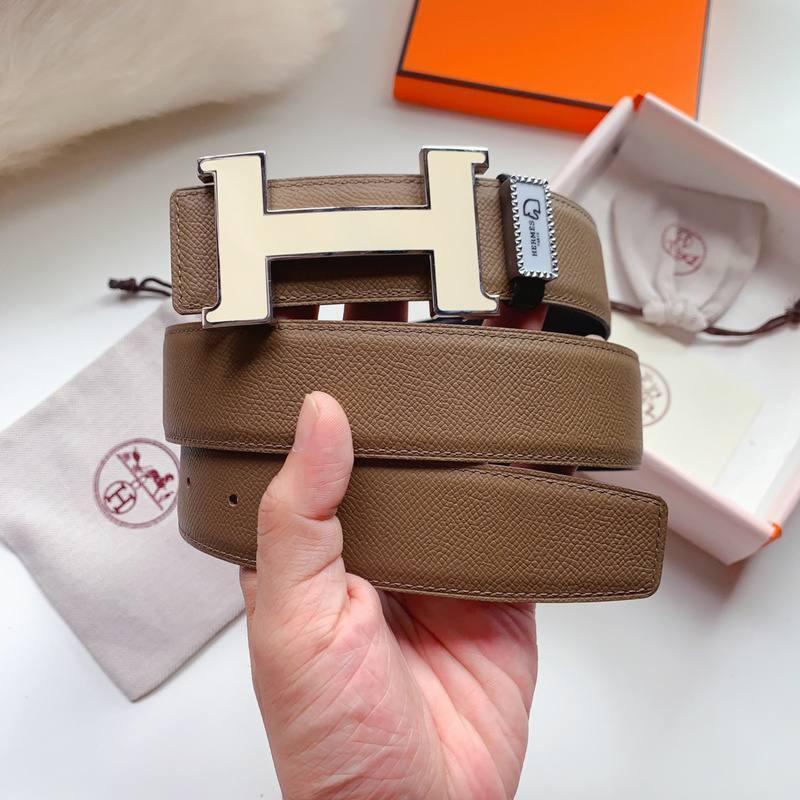 Hermes Men Beige Buckle Belt 'Brown' - Banlieue91