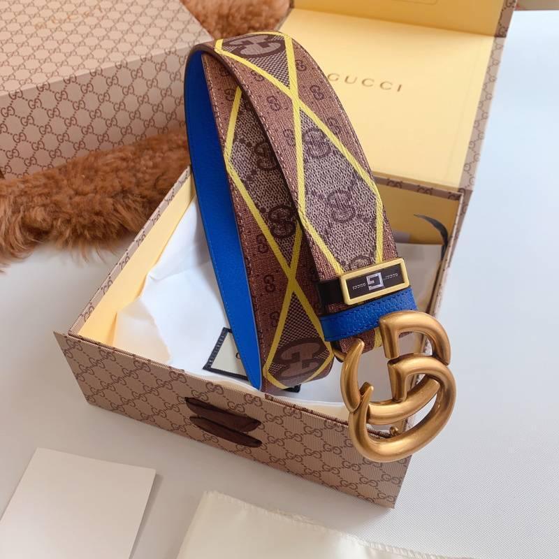 GUCCI Embellished coated-canvas and leather belt 'Brown' - Banlieue91