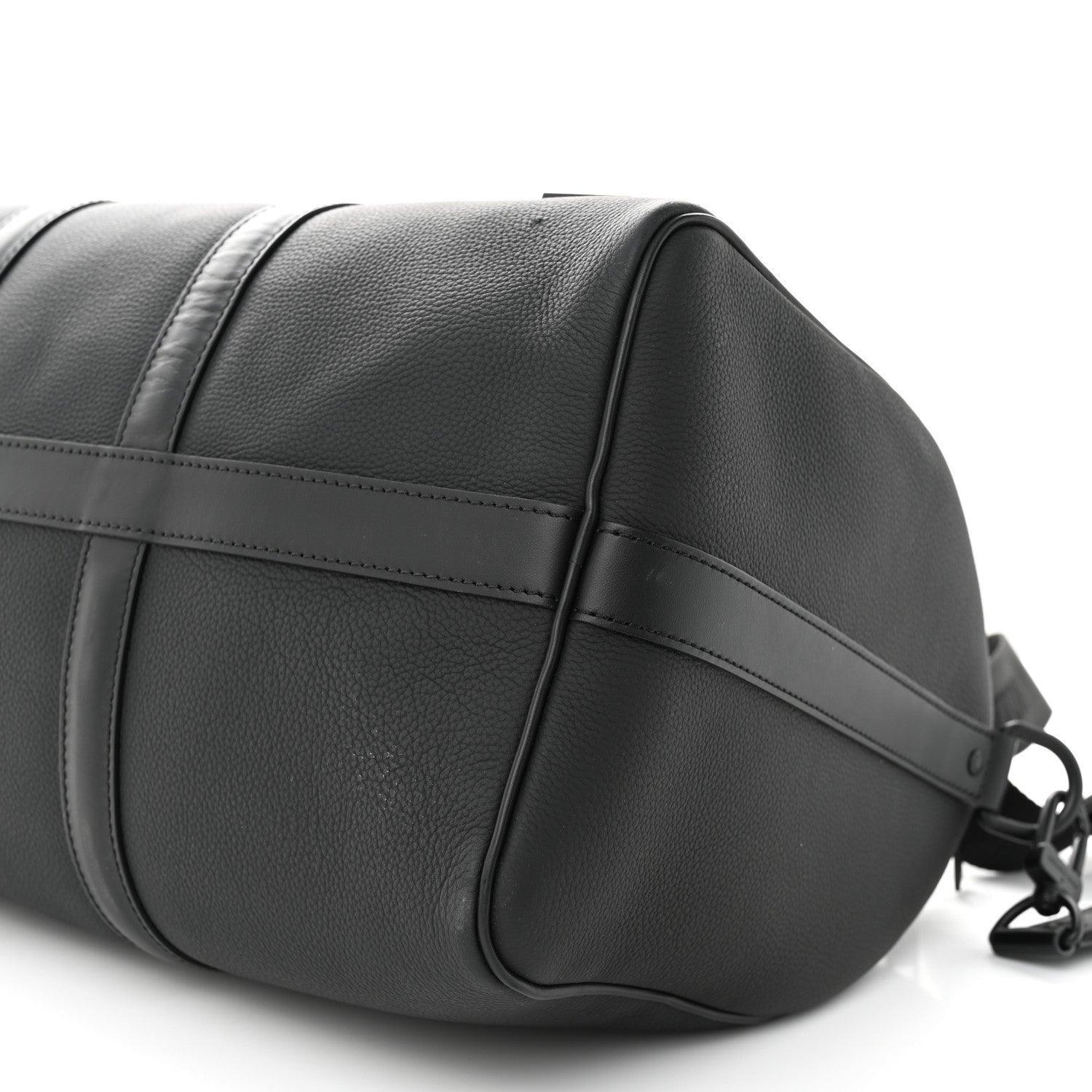 Louis Vuitton Grained Calfskin Aerogram Keepall Bandouliere 40 Black - Banlieue91