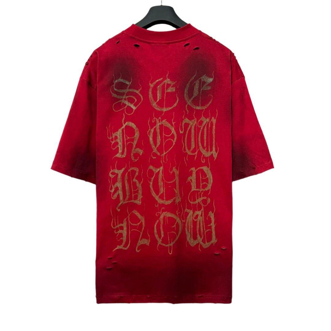 Balenciaga Red T-Shirt Without Collar - Banlieue91