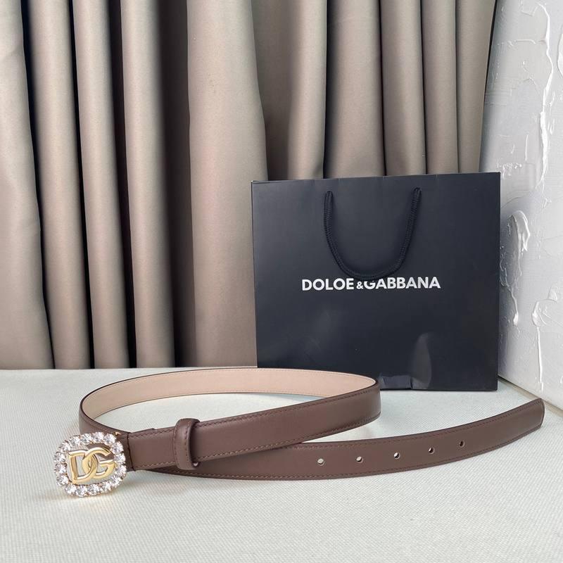 Dolce Gabbana Women Calfskin belt with bejeweled DG logo 'Beige' - Banlieue91