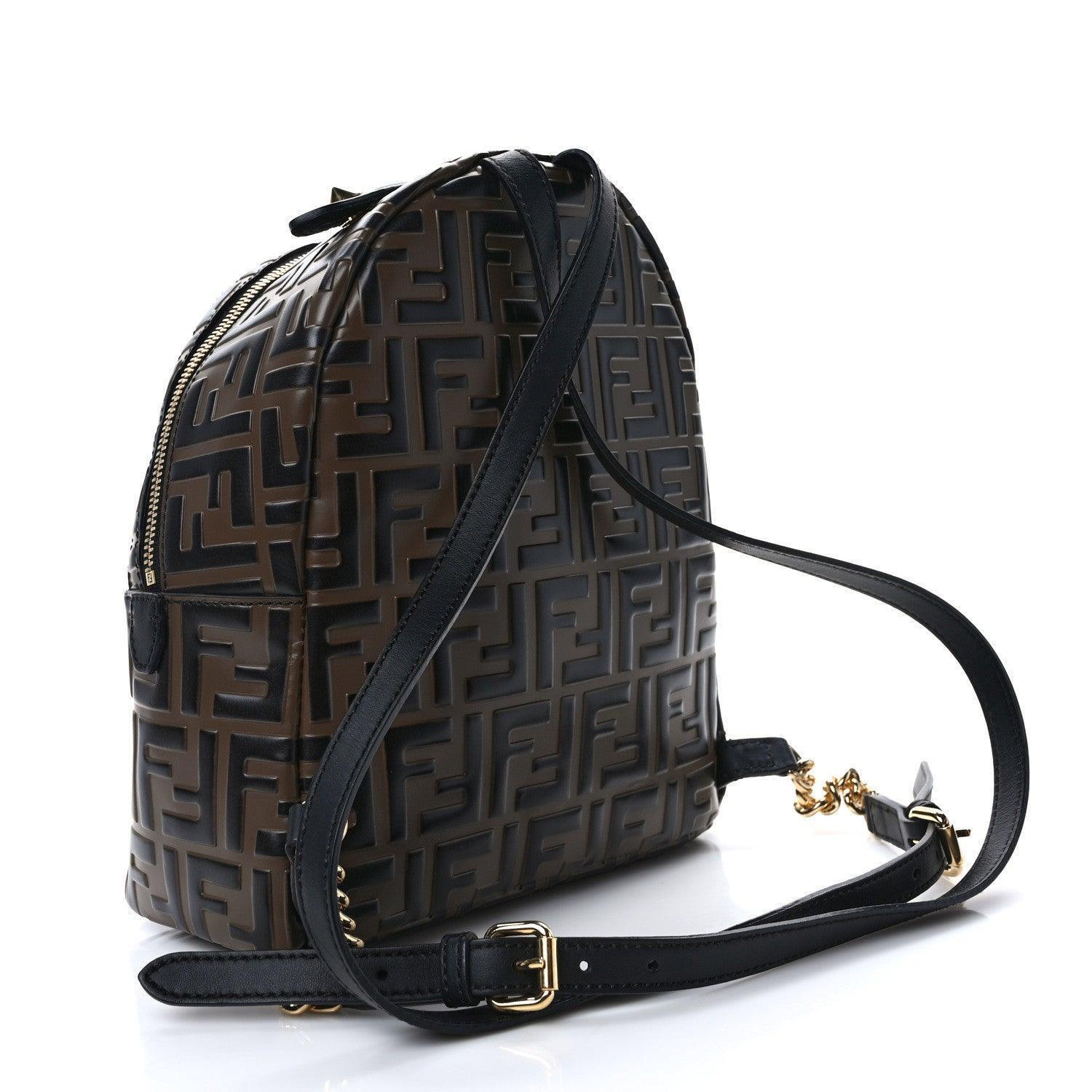 Fendi Nappa FF 1974 Embossed Mini Backpack Black - Banlieue91