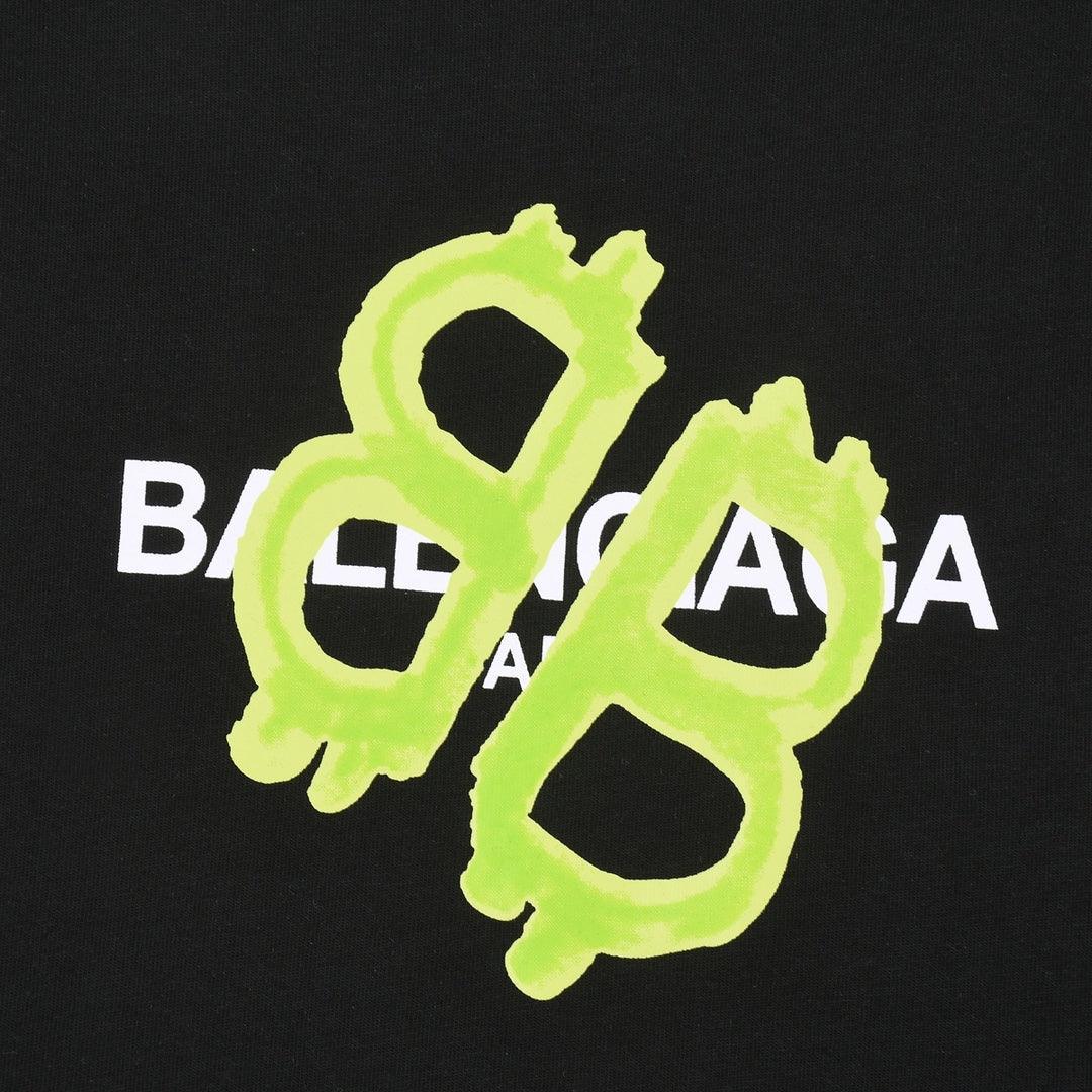 Balenciaga Black & Green T-Shirt Without Collar - Banlieue91