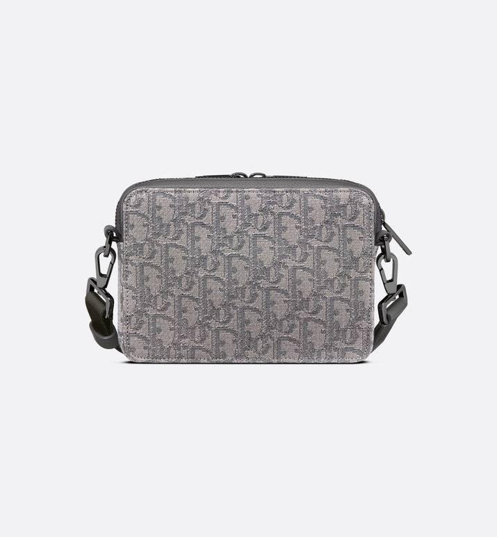 Zipped Pouch with Strap Grey and Black Dior Oblique Jacquard - Banlieue91