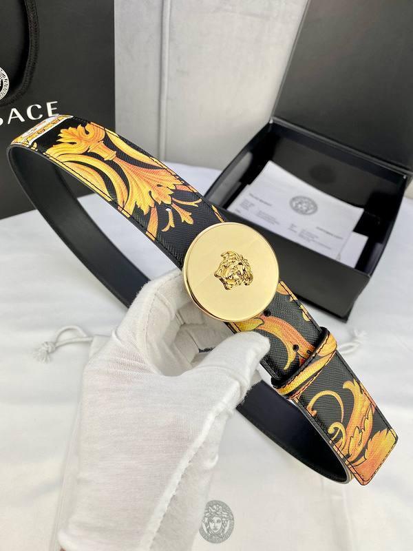 Versace MEDUSA BIGGIE ENAMEL LEATHER BELT - Banlieue91