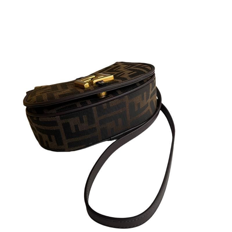 Fendi C’mon Small Brown FF jacquard fabric bag | Banlieue91