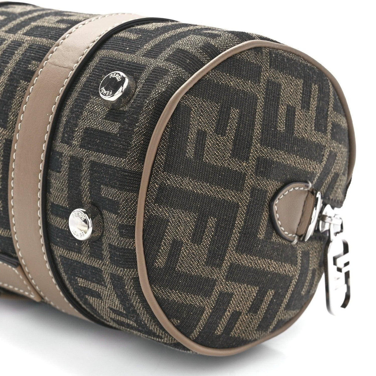 Fendi Fabric Jacquard Vitello Grace FF 1974 Mini O'Lock Bowling Bag Tobacco Moro Sand | Banlieue91