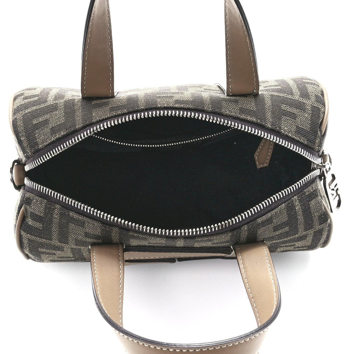 Fendi Fabric Jacquard Vitello Grace FF 1974 Mini O'Lock Bowling Bag Tobacco Moro Sand | Banlieue91