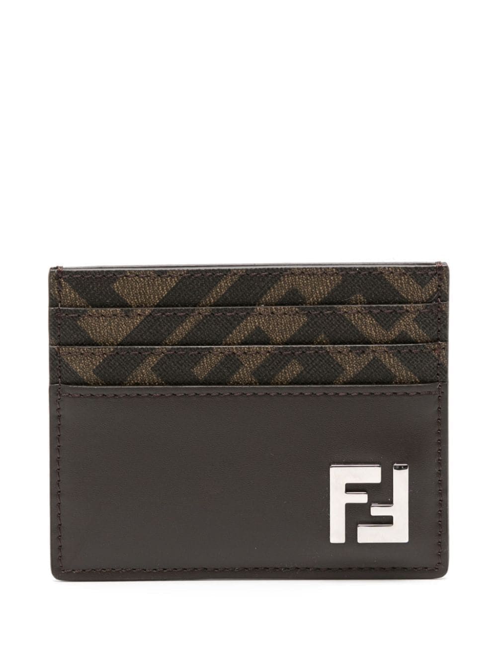 FENDI FF Logo Plaque Mini Leather Cardholder | Banlieue91