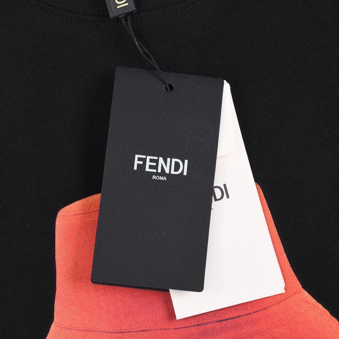 Fendi T-Shirt without Collar 'Black-Orange' | Banlieue91