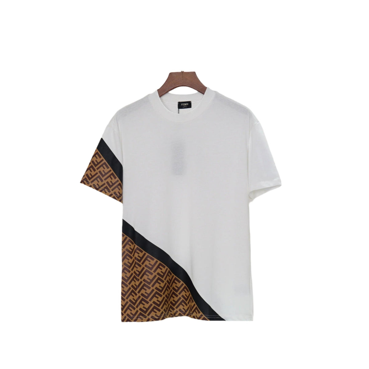 Fendi T-Shirt without Collar 'White & Brown' | Banlieue91