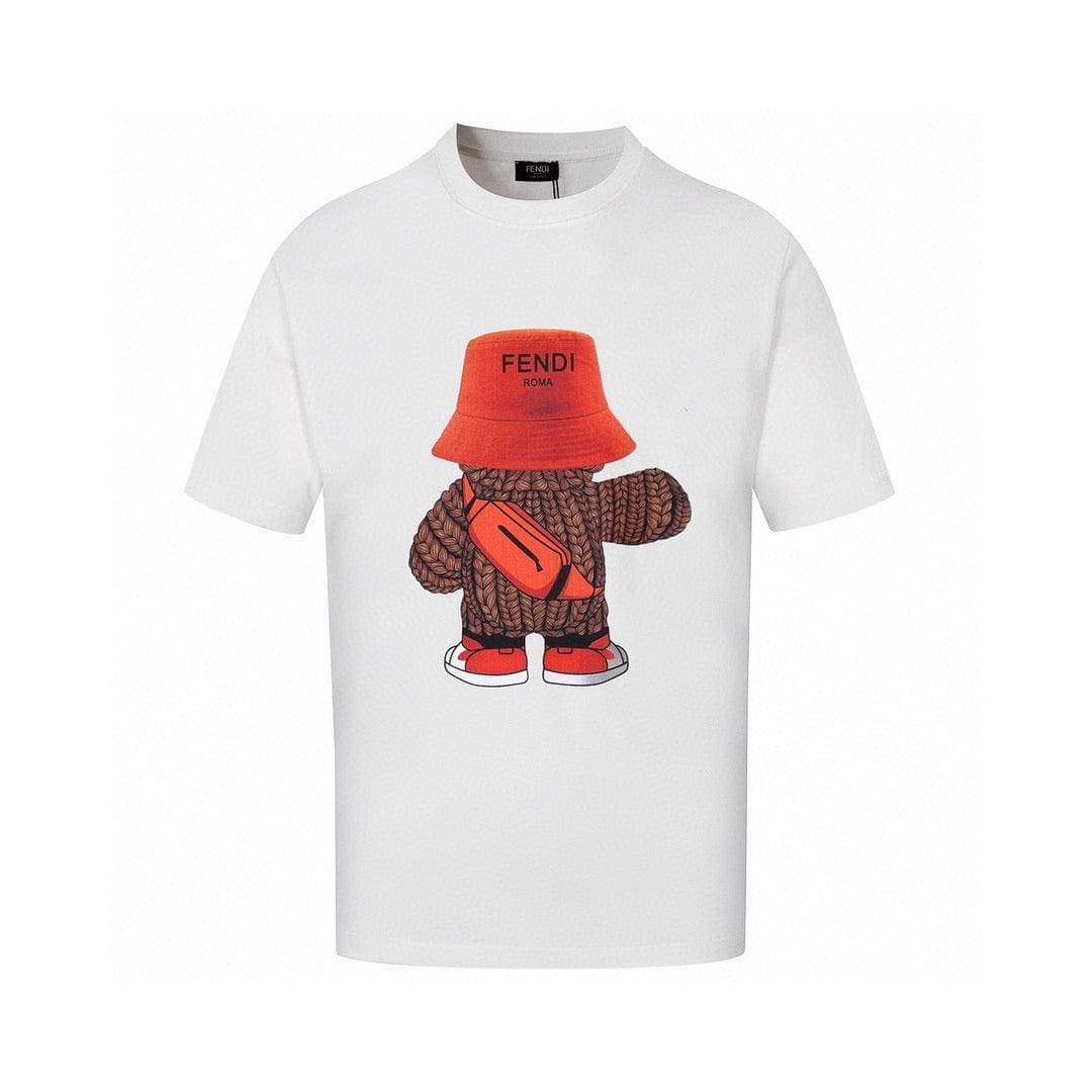 Fendi T-Shirt without Collar 'White-Orange' | Banlieue91
