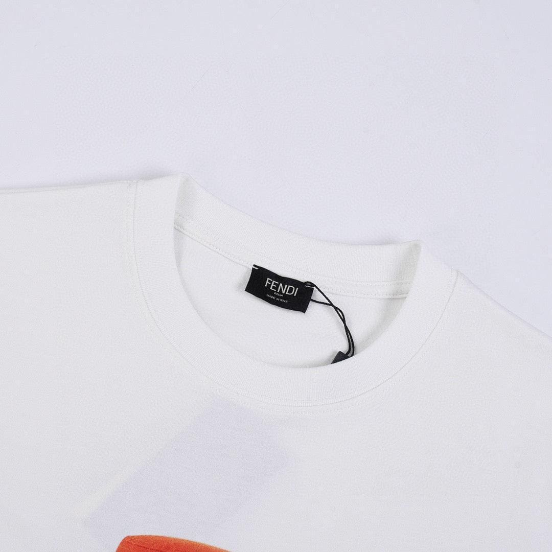 Fendi T-Shirt without Collar 'White-Orange' | Banlieue91