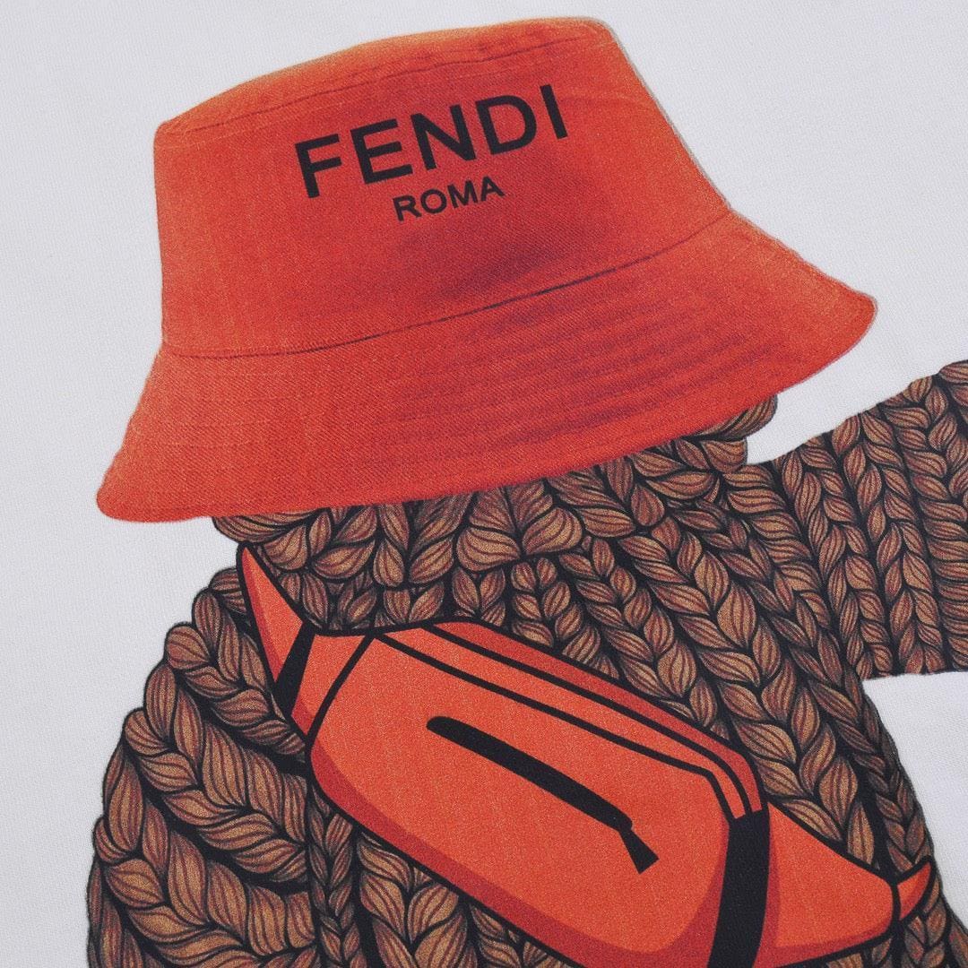 Fendi T-Shirt without Collar 'White-Orange' | Banlieue91