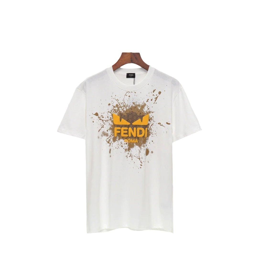 Fendi T-Shirt without Collar 'White-Yellow' | Banlieue91