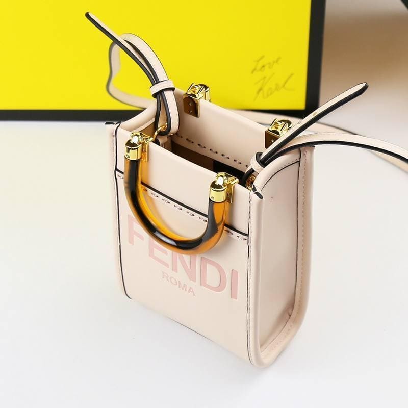 Fendi Vitello King Plexiglass Logo Embossed Mini Fendi Sunshine Shopper Tote | Banlieue91