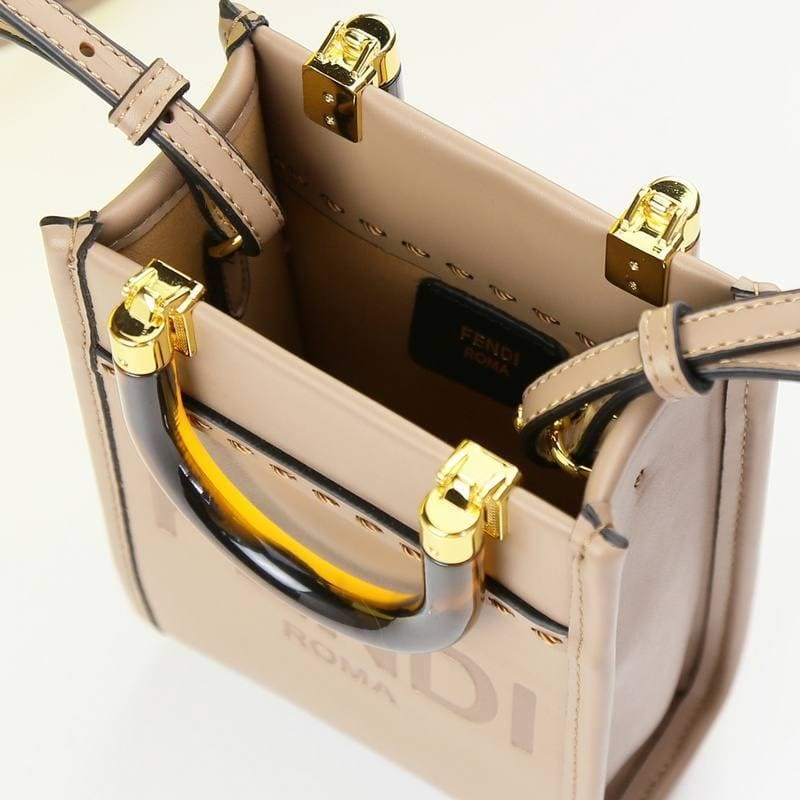 Fendi Vitello King Plexiglass Logo Embossed Mini Fendi Sunshine Shopper Tote | Banlieue91