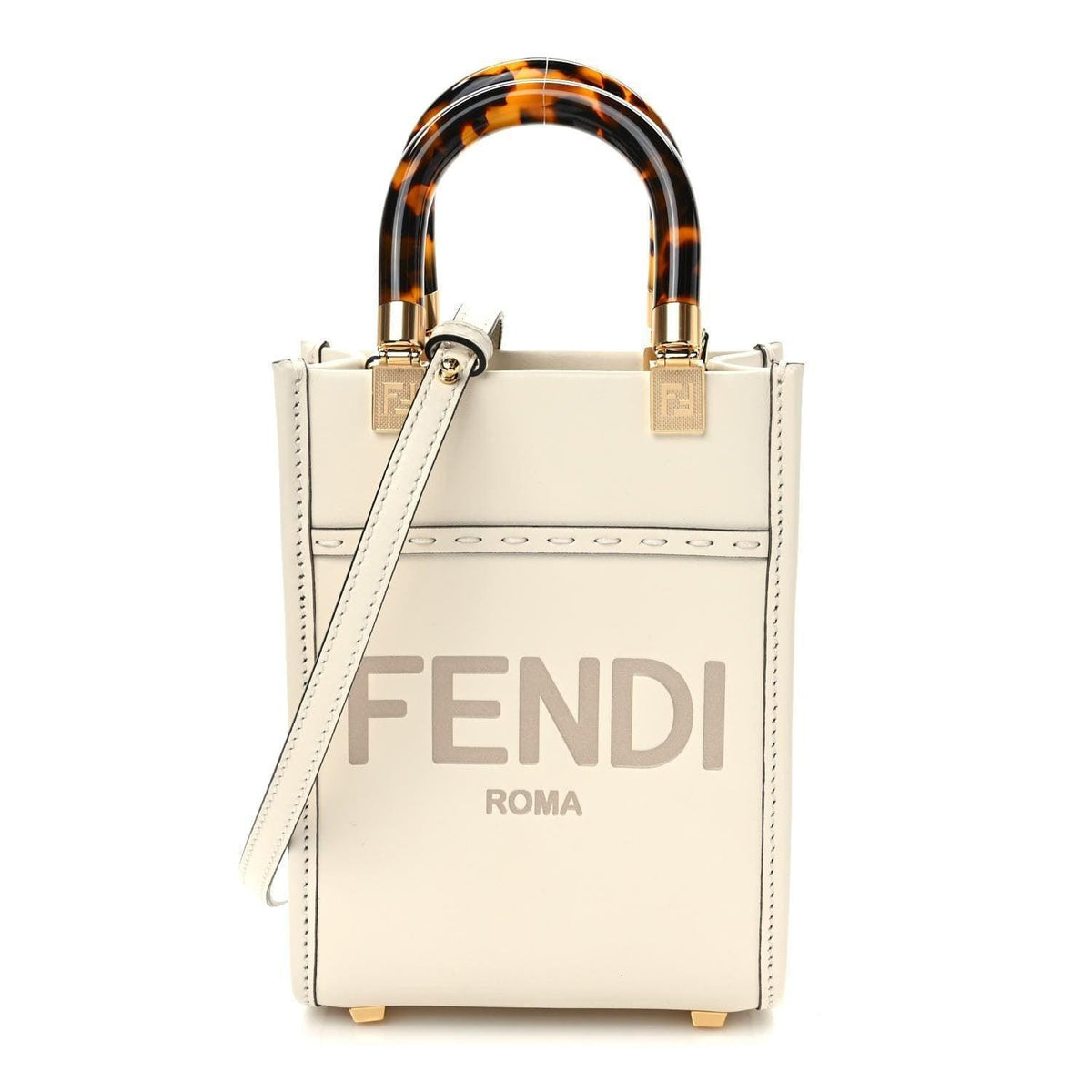 Fendi Vitello King Plexiglass Logo Embossed Mini Fendi Sunshine Shopper Tote | Banlieue91