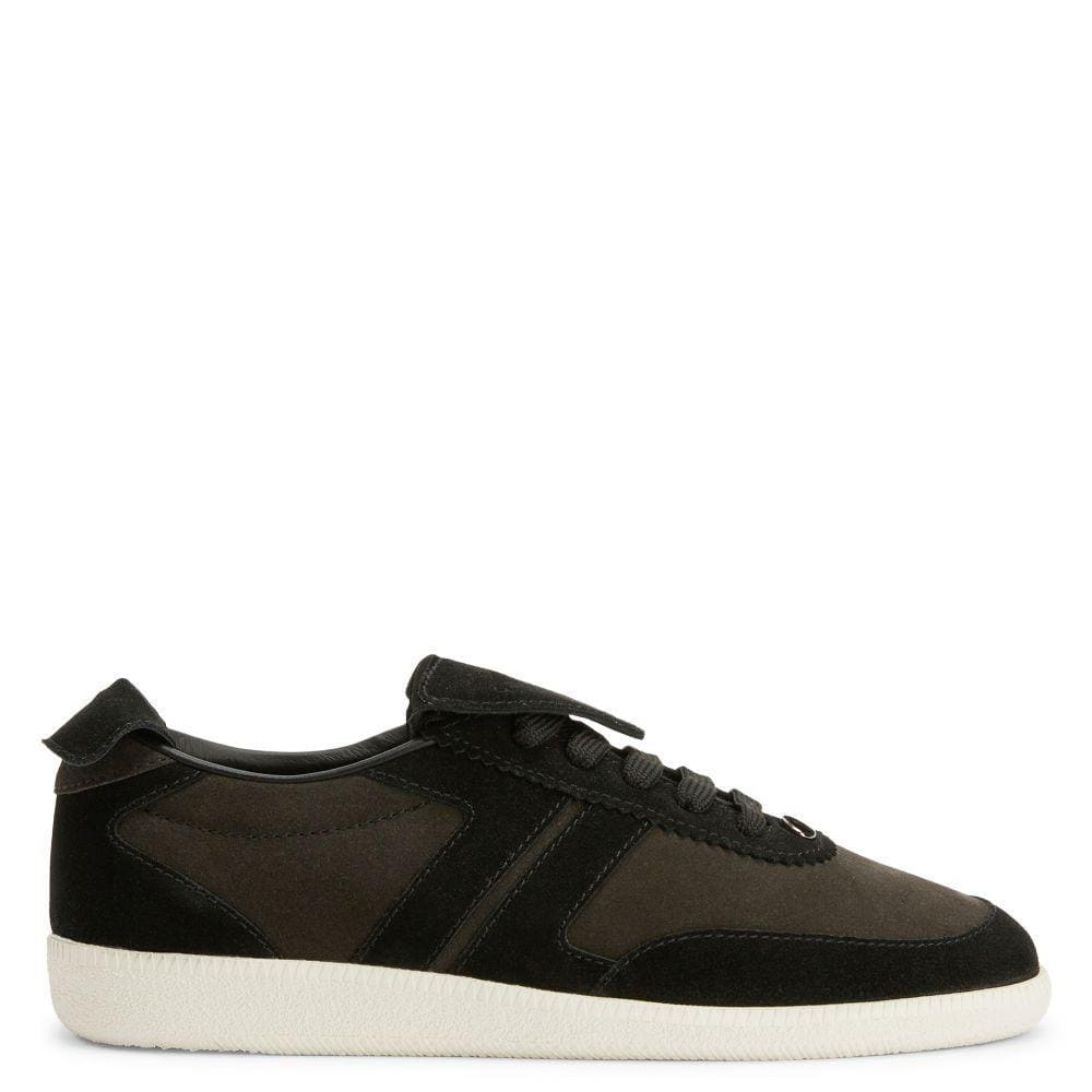 Giuseppe Zanotti League Men's Low-Top Sneakers in Leather & Velvet with Rubber Sole | Banlieue91