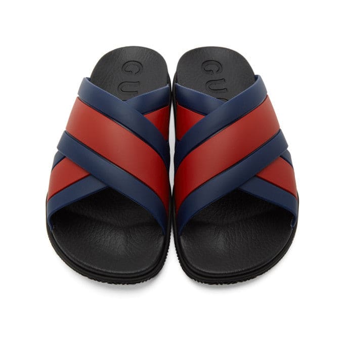 Gucci Blue and Red Agrado Slip-On Sandals | Banlieue91