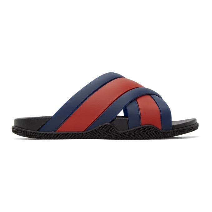Gucci Blue and Red Agrado Slip-On Sandals | Banlieue91