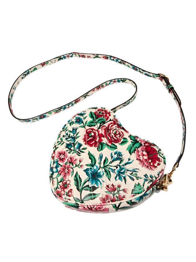 Gucci Brit Roses Print Quilted Leather Interlocking G Mini Heart Crossbody Bag | Banlieue91