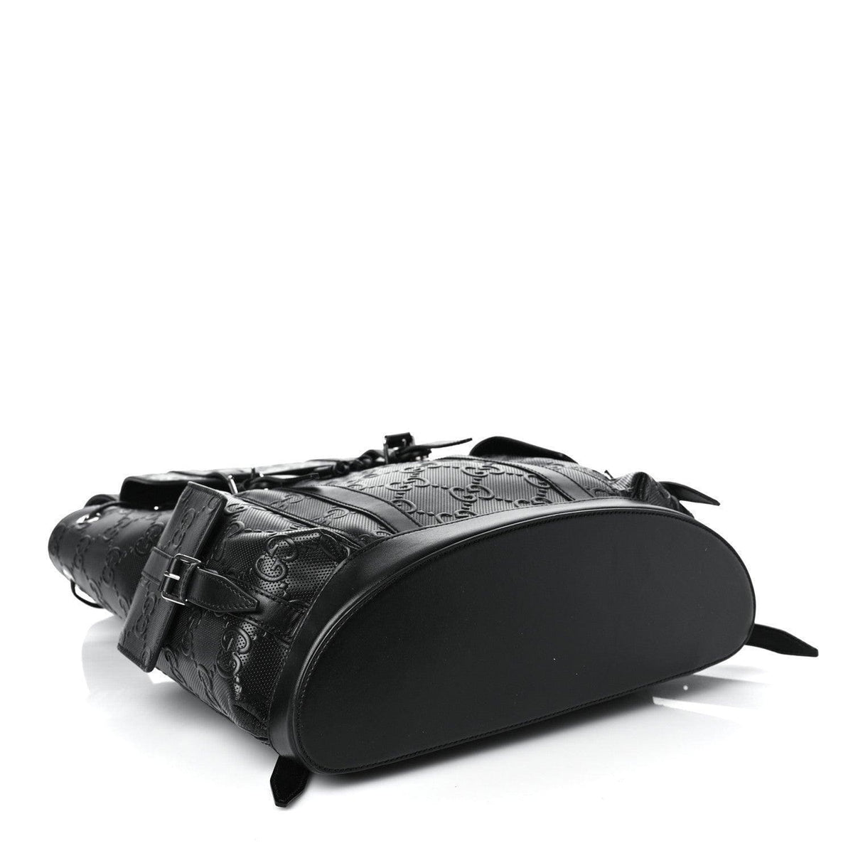Gucci Calfskin GG Tennis Embossed Double Buckle Backpack Black | Banlieue91