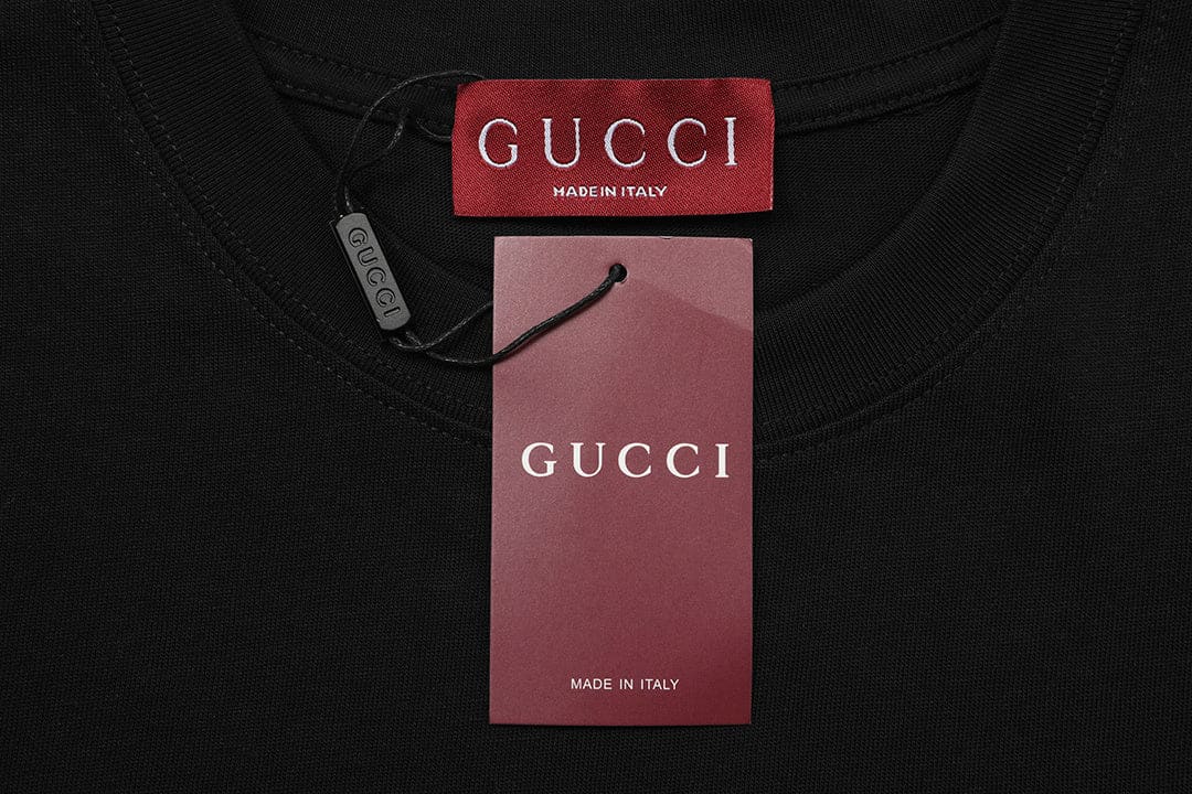 Gucci Collarless GG T-Shirt | Black Cotton Crew Neck | Banlieue91