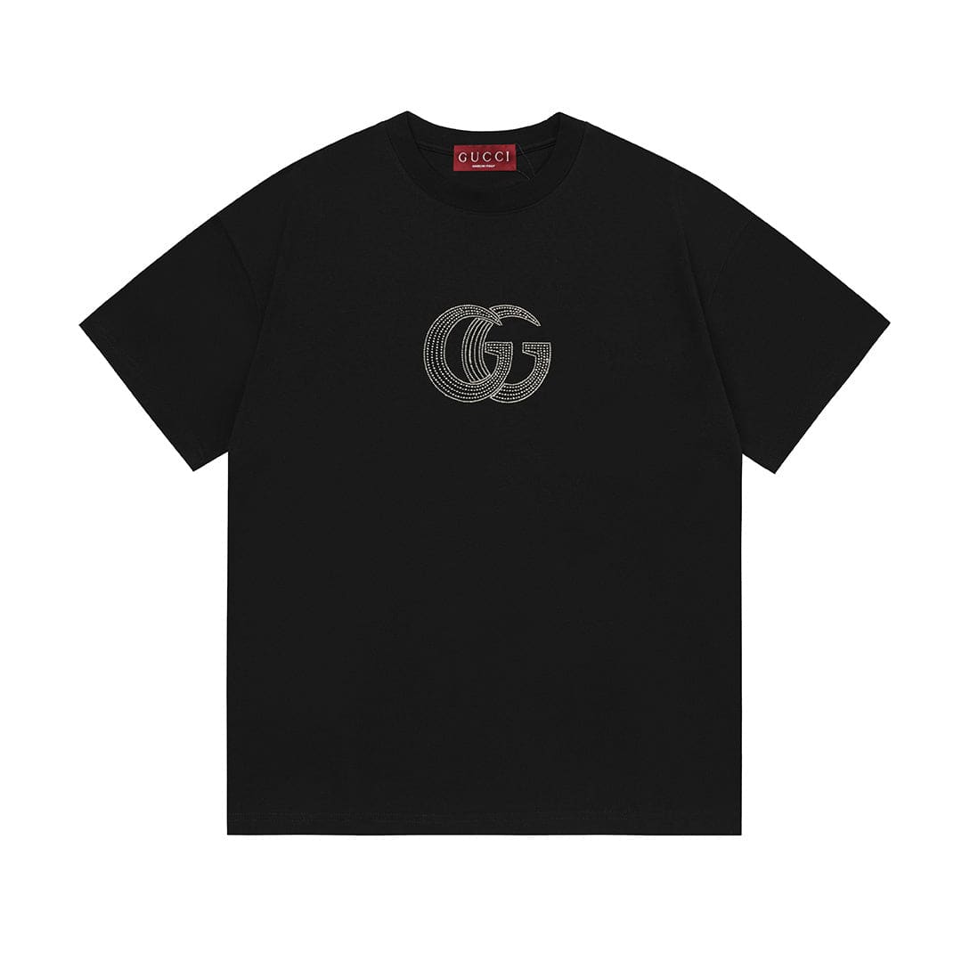 Gucci Collarless GG T-Shirt | Black Cotton Crew Neck | Banlieue91