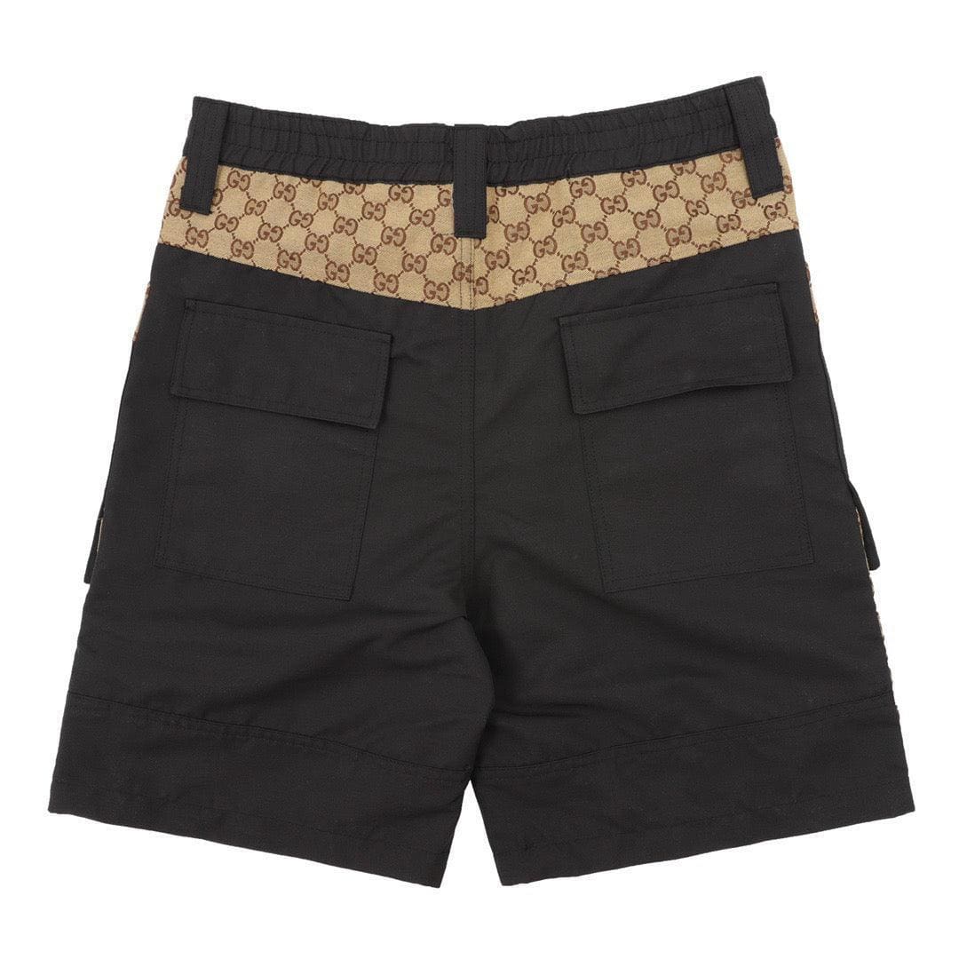 Gucci Dark Grey Bermuda Shorts with GG Canvas Inserts in Cotton | Banlieue91