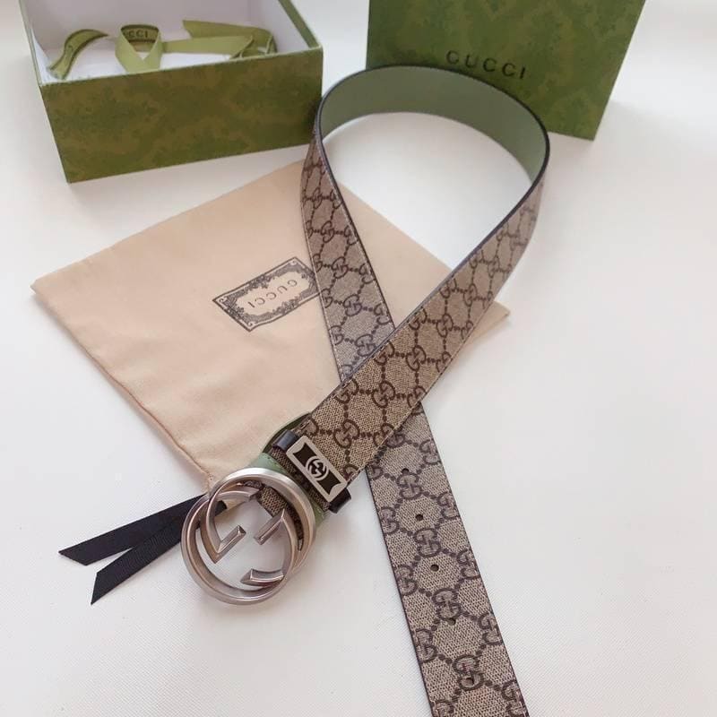 GUCCI Embellished coated-canvas and leather belt 'Beige' | Banlieue91