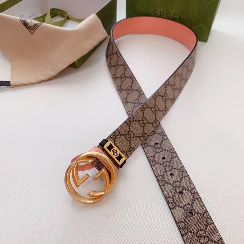 GUCCI Embellished coated-canvas and leather belt 'Beige' | Banlieue91