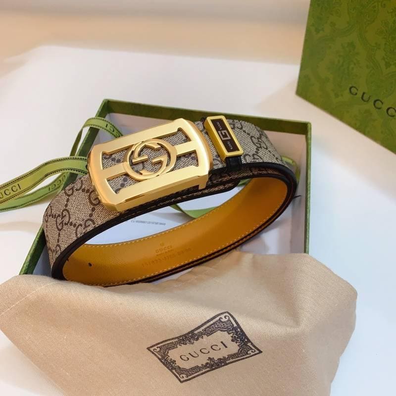 GUCCI Embellished coated-canvas and leather belt 'Beige' | Banlieue91