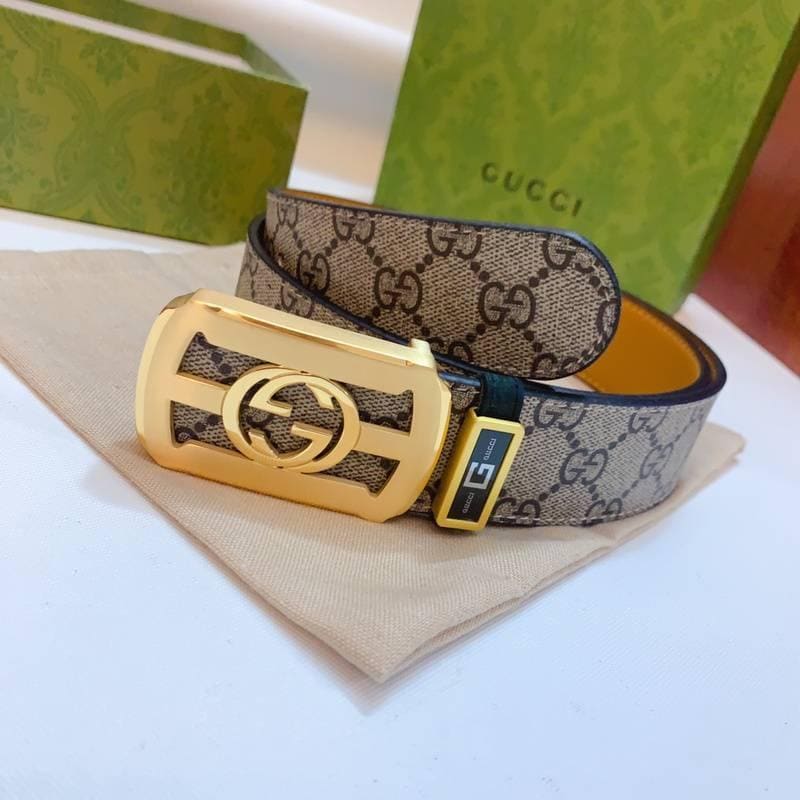 GUCCI Embellished coated-canvas and leather belt 'Beige' | Banlieue91