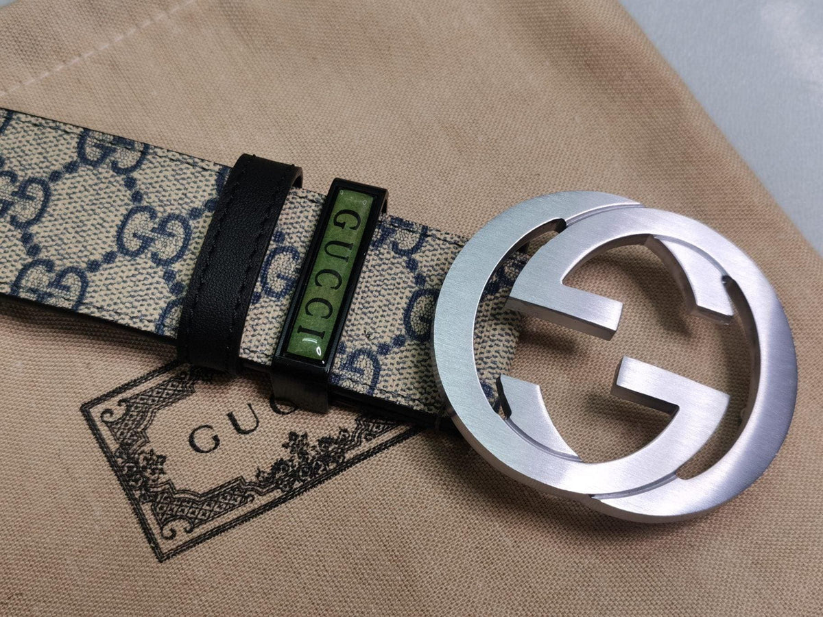 GUCCI Embellished coated-canvas and leather belt 'Beige' | Banlieue91