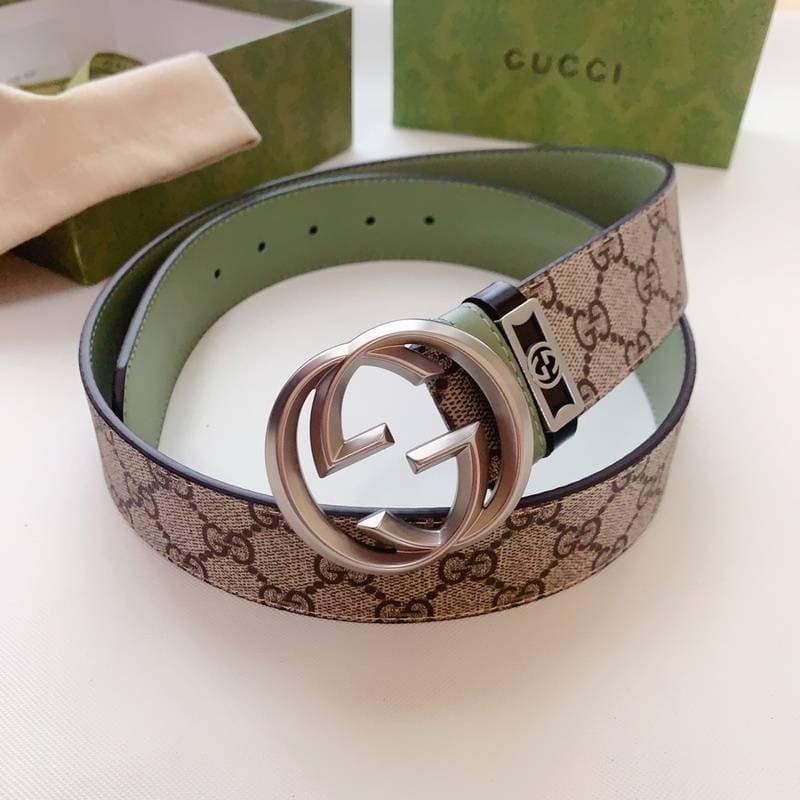 GUCCI Embellished coated-canvas and leather belt 'Beige' | Banlieue91
