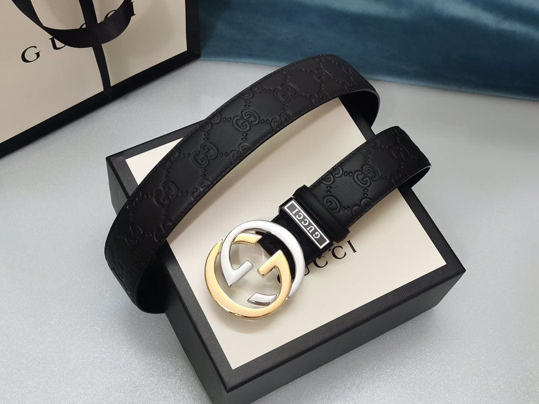 GUCCI Embellished coated-canvas and leather belt 'Black' | Banlieue91