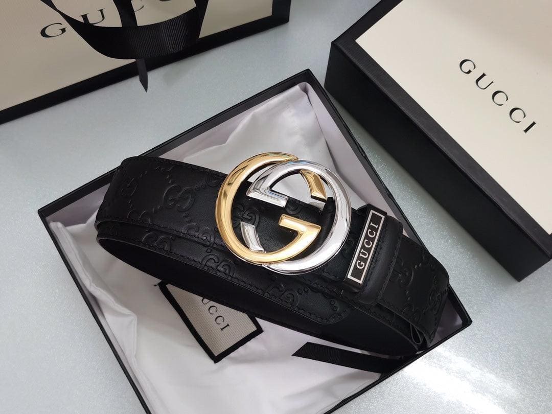 GUCCI Embellished coated-canvas and leather belt 'Black' | Banlieue91