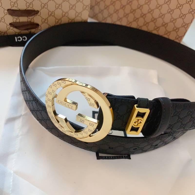 GUCCI Embellished coated-canvas and leather belt 'Black' | Banlieue91