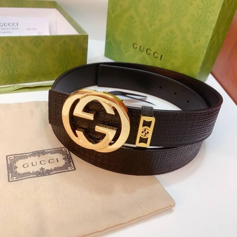 GUCCI Embellished coated-canvas and leather belt 'Black' | Banlieue91